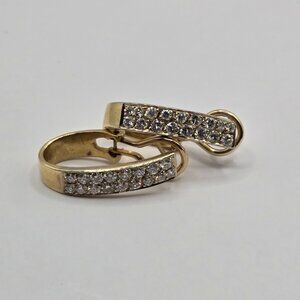 14K Yellow Gold & Diamonds Fold Back Hoop Earrings - 6.5g
